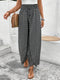 Black Bohemian Print Slit Wide Leg Smocked High Waist Pants